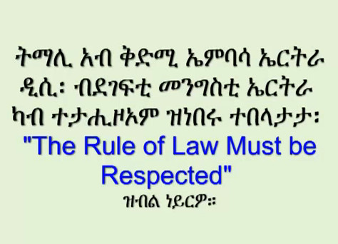 Rule of Law Placards Outside Embassy Panel